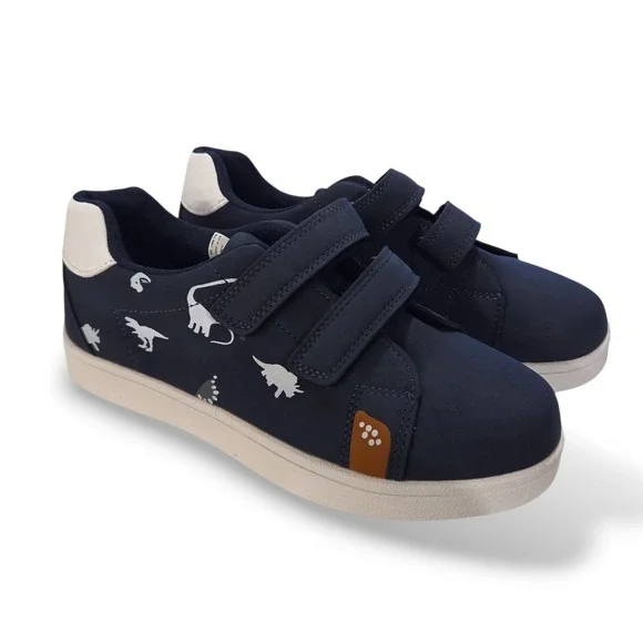 Kids Boys Navy Dinosaur Print Sneakers EU 34 US 2.5 Hook Loop Low Top Shoes - Picture 7 of 9